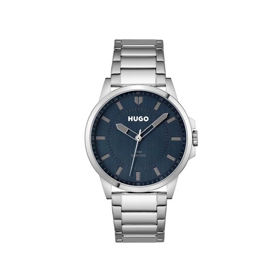 HUGO Analog Quarzuhr für Herren Kollektion #First mit Silbernes Edelstahlarmband - 1530186