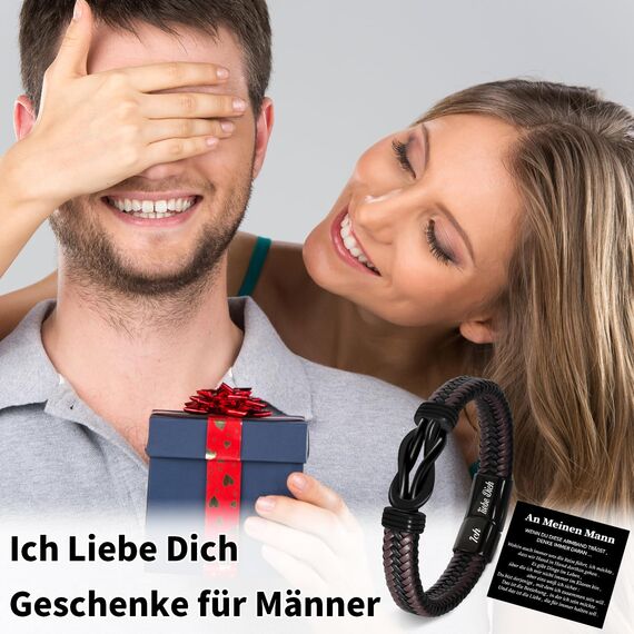 Coldbling Valentinstag Jahrestag Geschenk für Ihn, An Meinen Mann Armband Ich Liebe Dich Geschenke für Männer Ehemann Freund Mann Lederarmband Weihnachten Hochzeitstag Geburtstag Liebes Geschenk