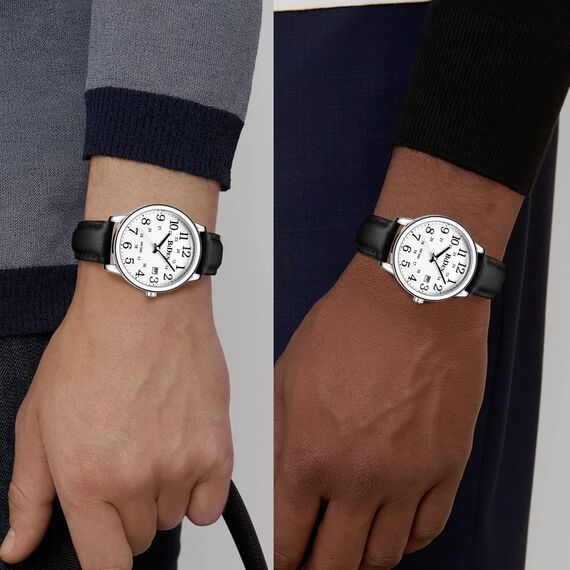 HANPOSH Uhren Herren Herren Uhr Analog Quarz Uhren für Männer Wasserdicht Armbanduhren Mode Business Uhr mit Datum Leder Band