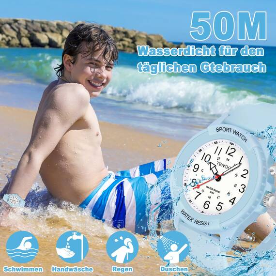 TENOCK Herren Sportliche Armbanduhr Analog Herren Analoge Quarz Uhr 50M Wasserdicht Uhr Armbanduhr mit Nachtlicht für Modischer Casual-Matching oder Sportliche Aktivität(Blau)