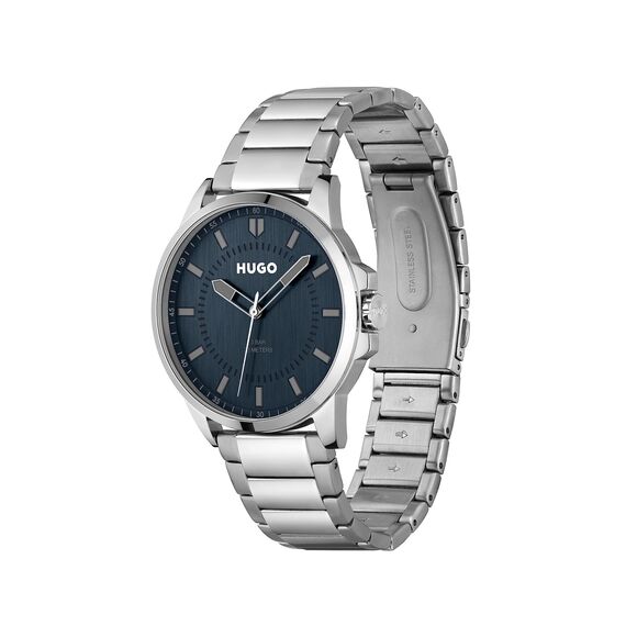 HUGO Analog Quarzuhr für Herren Kollektion #First mit Silbernes Edelstahlarmband - 1530186