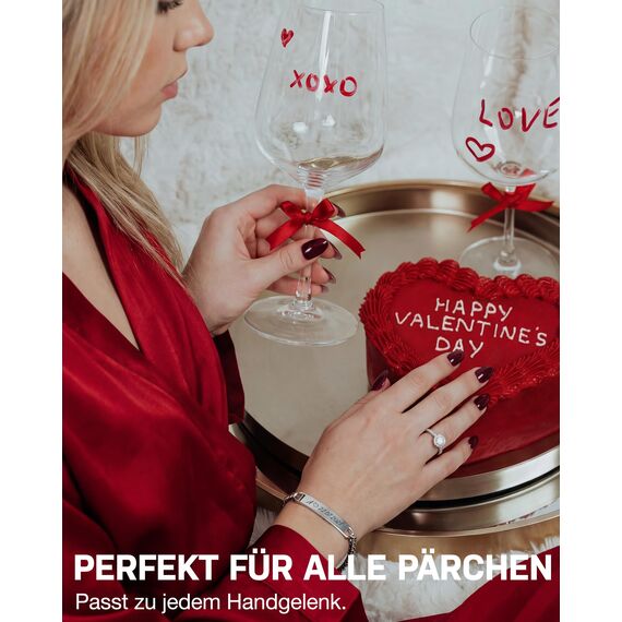 BAVELA® | Personalisierte Armbänder für Herren | Edelstahl Armband mit Wunschgravur | Partnerarmband für Paare | Pärchen Armband | in Silber und Schwarz (2 Armbänder)