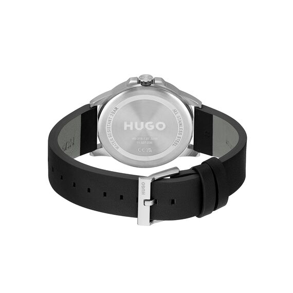 HUGO Analog Quarzuhr für Herren Kollektion #First mit Schwarzes Lederarmband - 1530188