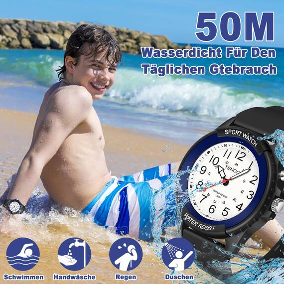 TENOCK Sportliche Armbanduhr Herren,Armbanduhr Analog,Herren Analoge Quarz Uhr,Wasserdicht Armbanduhr mit Nachtlicht für Modischer Casual-Matching oder Sportliche Aktivität(Dunkelblau)