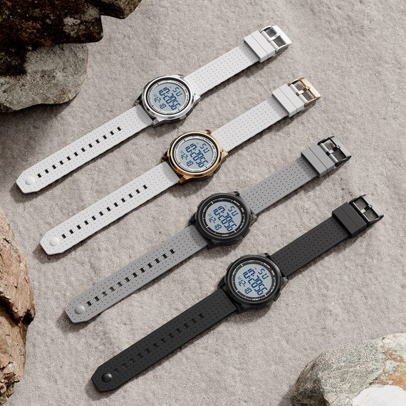 GOLDEN HOUR Sport-Armbanduhr, ultradünn, minimalistisch, wasserdicht, digital, mit Weitwinkel-Display, Gummiband, für Herren und Damen