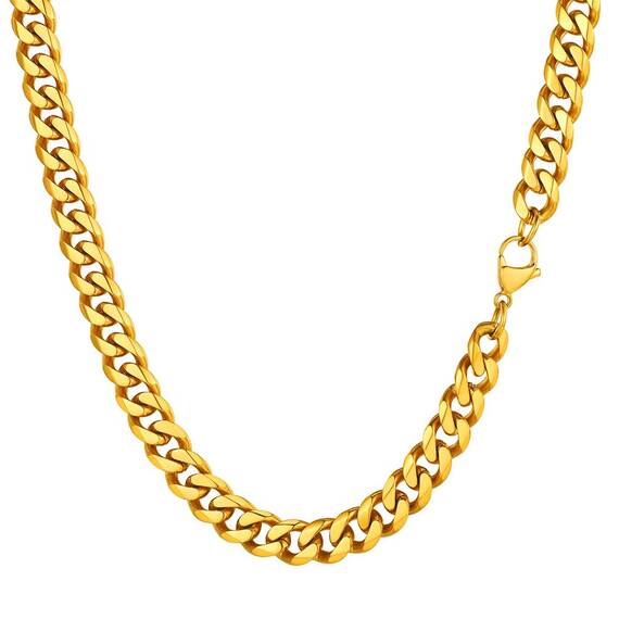 PROSTEEL Herren Hip-Hop Kette 9mm breit Panzerkette Halskette 55cm/22 in. 18k vergoldet kubanische Gliederkette Link Chain Necklace trendig Schmuck Accessoire für Männer Frauen