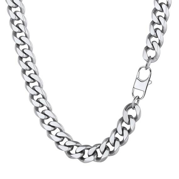 PROSTEEL Herren lang Halskette Edelstahl Panzerkette 76cm 12mm breit kubanische Gliederkette Link Chain Necklace Hip Hop Stil Kette Modeschmuck Accessoire für Männer
