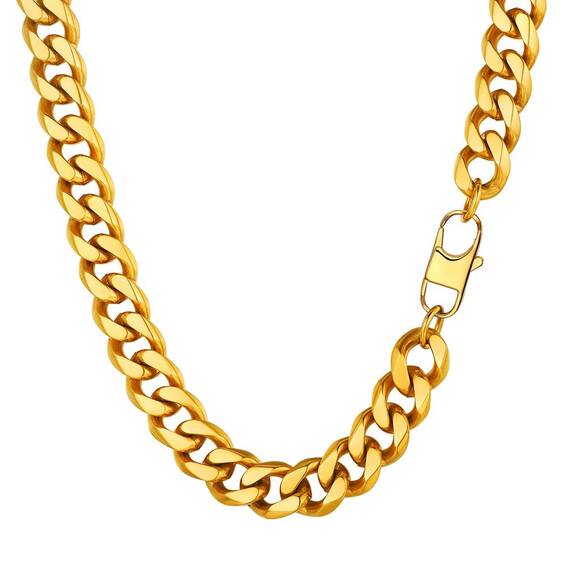PROSTEEL Halskette 60cm 18k vergoldet Panzerkette 12mm breit Hip Hop Herren Kette kubanische Gliederkette Link Chain Necklace Männer Frauen Modeschmuck für Weihnachten Neujahr