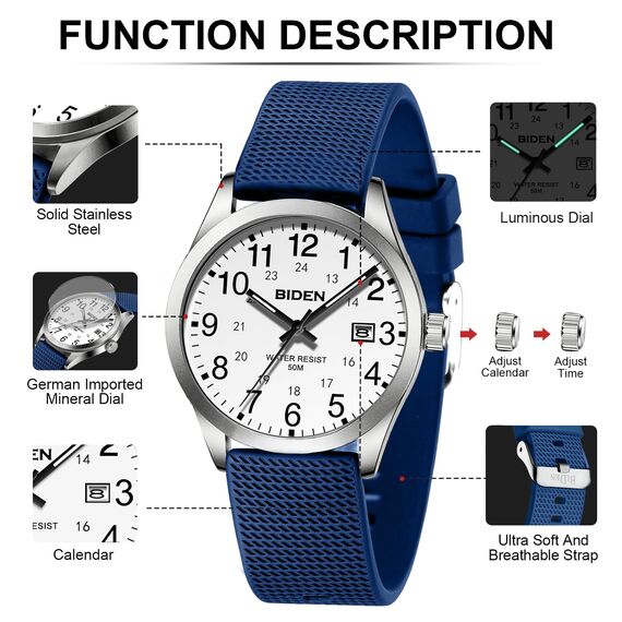 LN LENQIN Herren Uhr Uhren Herren Analog Quarz Armbanduhr 30M wasserdichte mit Datum Mode Casual Designer Uhr für Männer Silikonband