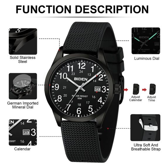 LN LENQIN Herren Uhr Uhren Herren Analog Quarz Armbanduhr 30M wasserdichte mit Datum Mode Casual Designer Uhr für Männer Silikonband