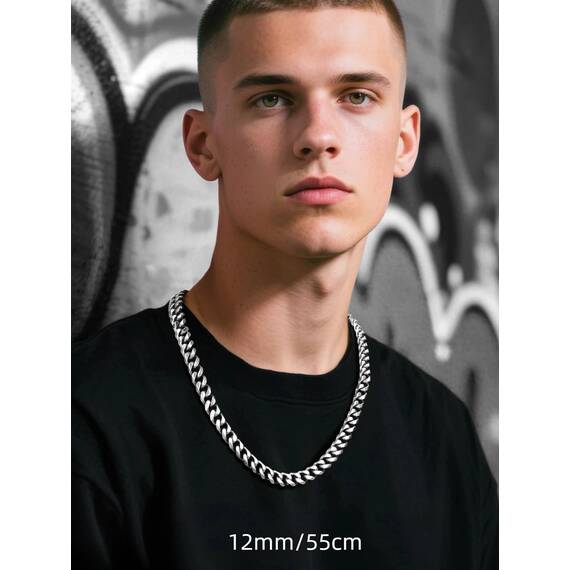 PROSTEEL Herren Panzerkette Edelstahl lang Halskette 12mm/71cm kubanische Gliederkette Link Chain Necklace Hip Hop Rapper Roker Modeschmuck Accessoire für Weihnachten Geburtstag