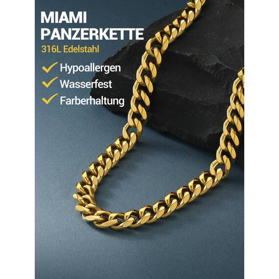PROSTEEL Herren Collier Kette 18k vergoldet 66cm/12mm Panzerkette Halskette trendig Hip Hop Rapper kubanische Gliederkette Männer Modeschmuck Accessoire Link Chain Necklace