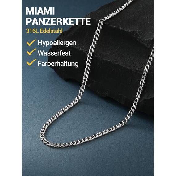 PROSTEEL Herren Collier Kette Edelstahl 66cm/3mm Panzerkette Halskette trendig Hip Hop Rapper kubanische Gliederkette Männer Modeschmuck Accessoire Link Chain Necklace