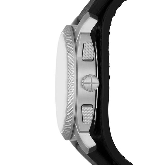 Fossil Machine Uhr für Herren, Chronographenwerk mit Edelstahl- oder Lederarmband, Schwarz und Silberton, 42MM