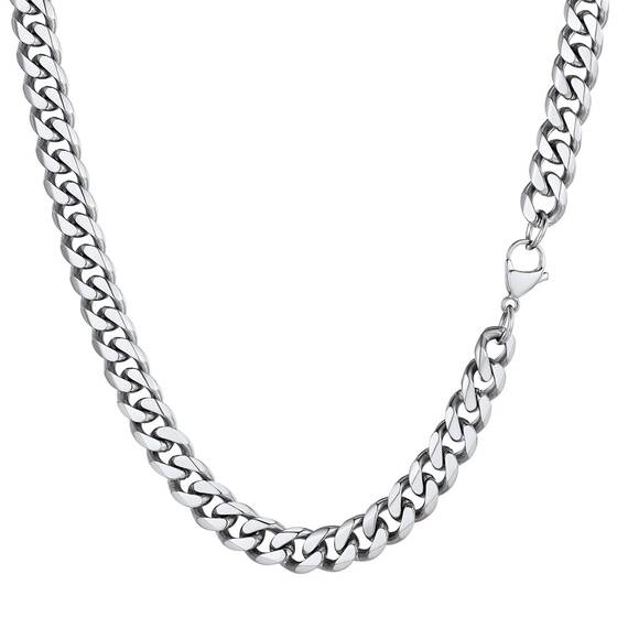PROSTEEL Herren Collier 51cm Edelstahl Panzerkette Halskette Hip Hop Link Chain Necklace 9mm breit kubanische Gliederkette Männer Jungen Modeschmuck Accessoire für Geburtstag
