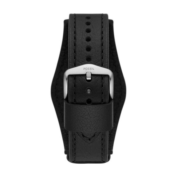 Fossil Machine Uhr für Herren, Chronographenwerk mit Edelstahl- oder Lederarmband, Schwarz und Silberton, 42MM