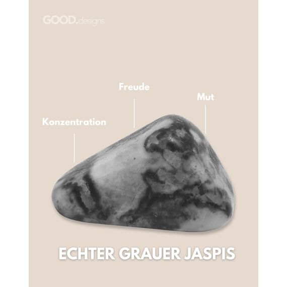 Chakra Perlenarmband aus Onyx Natursteinperlen | Kugelarmband mit grauer Jaspis Perle | Armband Männer (Grau)