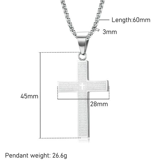 MERTTURM Kreuz Halskette für Herren, Schmuck Edelstahl, Kreuz Anhänger mit 60cm Kette, Farbe Silber(lichtecht & schweißfest)