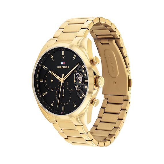 Tommy Hilfiger Multi Zifferblatt Quarz Uhr für Herren mit Goldfarben Edelstahlarmband - 1710447