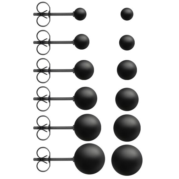 Yolev 6 Paar Dot Ohrstecker Schwarz Unisex Edelstahl Ohrringe Runde Flat Top Ohrringe Schwarz Set Damen Herren Mädchen (3mm-8mm) Halloween Punk Rock Ohrstecker