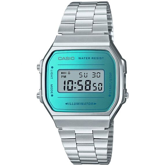 CASIO Unisex Erwachsene Armbanduhr Digital Quarz Edelstahl A168WEM-2EF