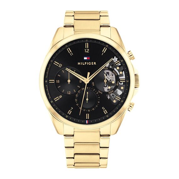 Tommy Hilfiger Multi Zifferblatt Quarz Uhr für Herren mit Goldfarben Edelstahlarmband - 1710447