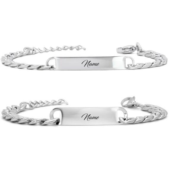 Meinearmbänder Armband mit Gravur – Partnerarmband für Paare – Hochwertiges Silberarmband mit persönlicher Namensgravur – Individuelles Freundschaftsarmband für Sie & Ihn (1 Armband)