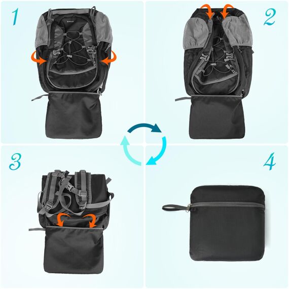 RAINSMORE Wanderrucksack Herren Damen 40L Wasserdichter Rucksack Leicht Groß Reiserucksack Trekkingrucksack mit Reflexstreifen Für Klettern Radfahren Bergsteigen Reisen Schwarz