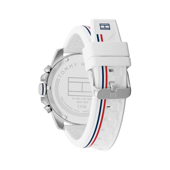Tommy Hilfiger Multi Zifferblatt Quarz Uhr für Herren mit Weisses Silikonarmband - 1710676