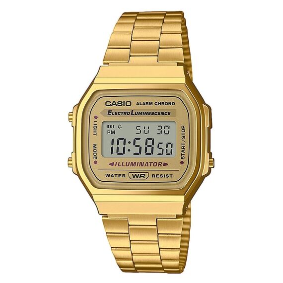 Casio Collection Unisex Retro Armbanduhr A168WG-9EF, Gold/Gold/Grau, Einheitsgröße