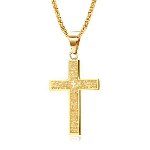 MERTTURM Kreuz Halskette für Herren, Schmuck Edelstahl, Kreuz Anhänger mit 60cm Kette, Farbe Silber Schwarz Gold(lichtecht & schweißfest)