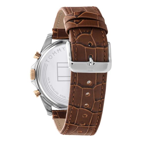 Tommy Hilfiger Multi Zifferblatt Quarz Uhr für Herren mit Braunes Lederarmband - 1710450
