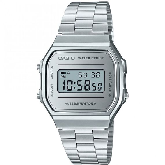 CASIO Unisex Erwachsene Armbanduhr Digital Quarz Edelstahl A168WEM-7EF