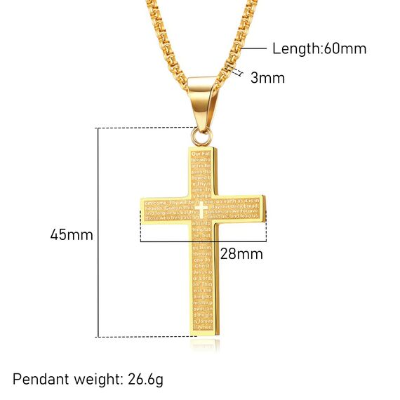 MERTTURM Kreuz Halskette für Herren, Schmuck Edelstahl, Kreuz Anhänger mit 60cm Kette, Farbe Silber Schwarz Gold(lichtecht & schweißfest)