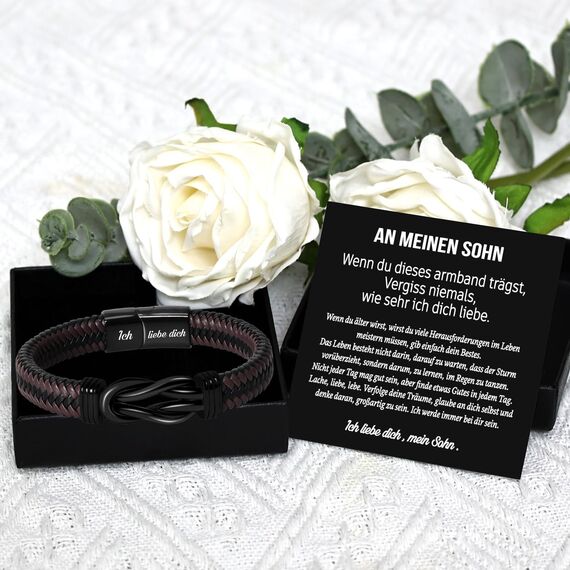 Coldbling Geschenk für Sohn - An Meinen Sohn Armband Geschenk Weihnachten Geschenke 18. Geburtstag Junge Armbänder Männer Herren Lederarmband Betser Sohn Geschenke von Mama Papa Eltern