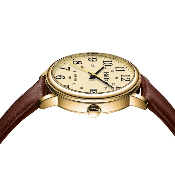 HANPOSH Uhren Herren Herren Uhr Analog Quarz Uhren für Männer Wasserdicht Armbanduhren Mode Business Uhr mit Datum Leder Band