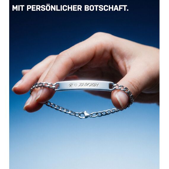 BAVELA Personalisierte Armbänder mit Gravur | Edelstahl Pärchen Armband mit Wunschgravur | Partnerarmband für Paare | Partnerarmbänder in Silber und Schwarz