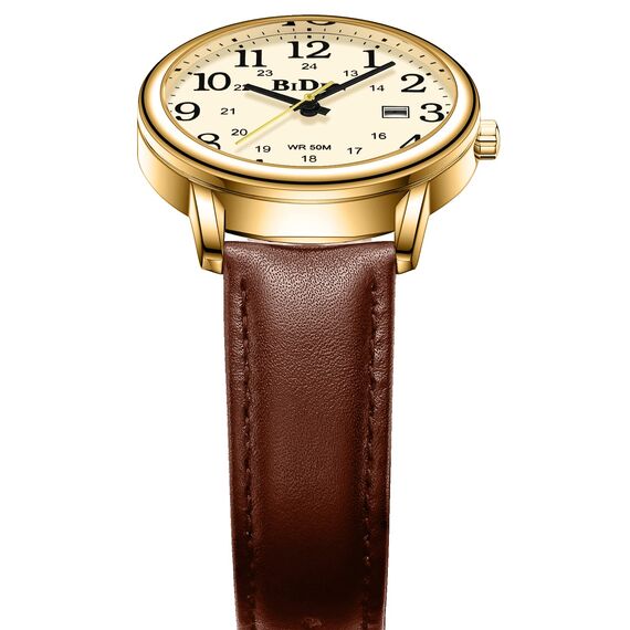 HANPOSH Uhren Herren Herren Uhr Analog Quarz Uhren für Männer Wasserdicht Armbanduhren Mode Business Uhr mit Datum Leder Band