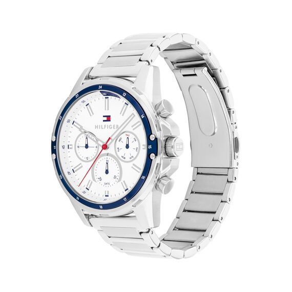Tommy Hilfiger Multi Zifferblatt Quarz Uhr für Herren mit Silbernes Edelstahlarmband - 1792242