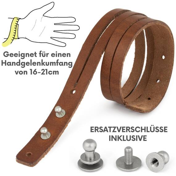 Simaru Lederarmband Herren aus Premium Leder Made in Germany, Männer Armband größenverstellbar in schwarz, braun oder Hellbraun (Hellbraun)
