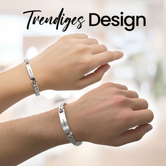 Meinearmbänder Armband mit Gravur – Partnerarmband für Paare – Hochwertiges Silberarmband mit persönlicher Namensgravur – Individuelles Freundschaftsarmband für Sie & Ihn (1 Armband)