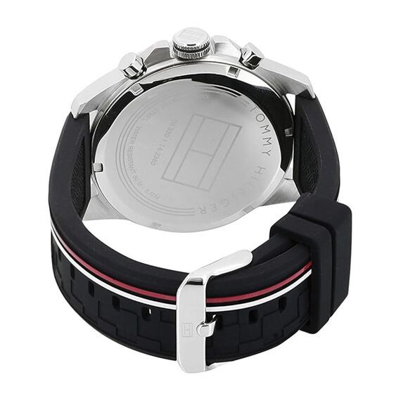 Tommy Hilfiger Multi Zifferblatt Quarz Uhr für Herren mit Schwarzes Silikonarmband - 1791473