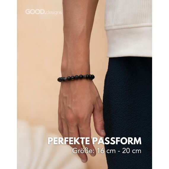 Chakra Perlenarmband aus Onyx Natursteinperlen | Kugelarmband mit TIgeraugen Perle | Armband Männer (Braun)