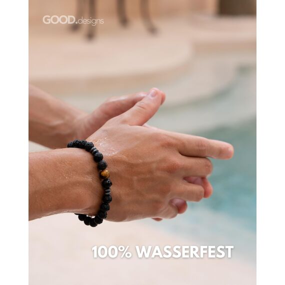 Chakra Perlenarmband aus Onyx Natursteinperlen | Kugelarmband mit TIgeraugen Perle | Armband Männer (Braun)