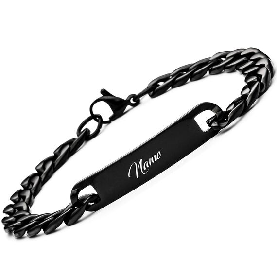 BAVELA Personalisierte Armbänder mit Gravur | Edelstahl Pärchen Armband mit Wunschgravur | Partnerarmband für Paare | Partnerarmbänder in Silber und Schwarz