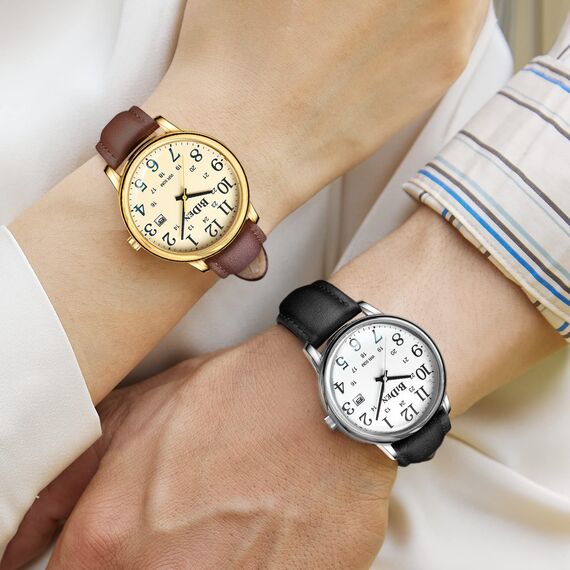 HANPOSH Uhren Herren Herren Uhr Analog Quarz Uhren für Männer Wasserdicht Armbanduhren Mode Business Uhr mit Datum Leder Band