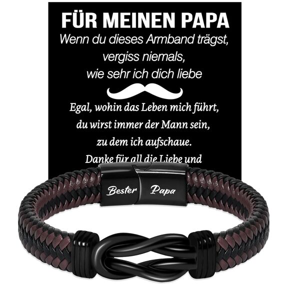 Coldbling Vatertagsgeschenk für Papa Armband mit Gravur Bester Papa Geschenk Vatertag Geburtstag Weihnachten, Geschenke für Vater Herren Männer Lederarmband Geburtstagsgeschenk