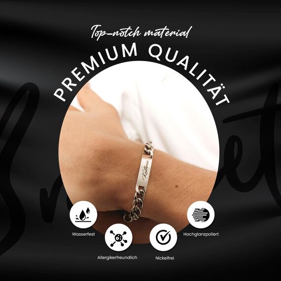 Armband mit Gravur |2 STÜCK | DAMEN&HERREN | Partnerarmbänder mit Gravur | Hochwertiges Pärchenarmband in Silber | Persönliche Namensgravur | Freundschaftsarmband