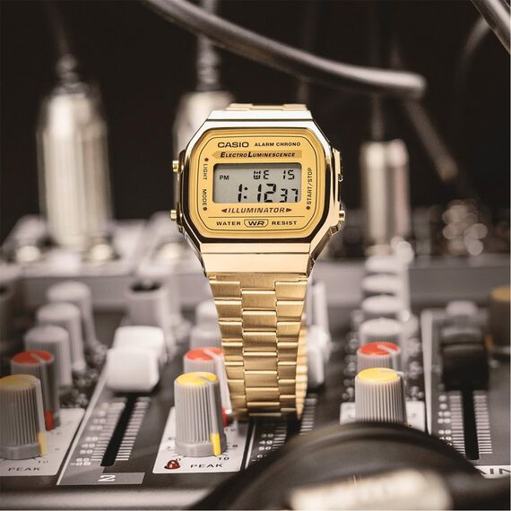 Casio Collection Unisex Retro Armbanduhr A168WG-9EF, Gold/Gold/Grau, Einheitsgröße