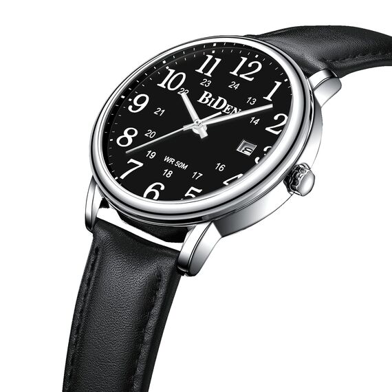 HANPOSH Uhren Herren Herren Uhr Analog Quarz Uhren für Männer Wasserdicht Armbanduhren Mode Business Uhr mit Datum Leder Band